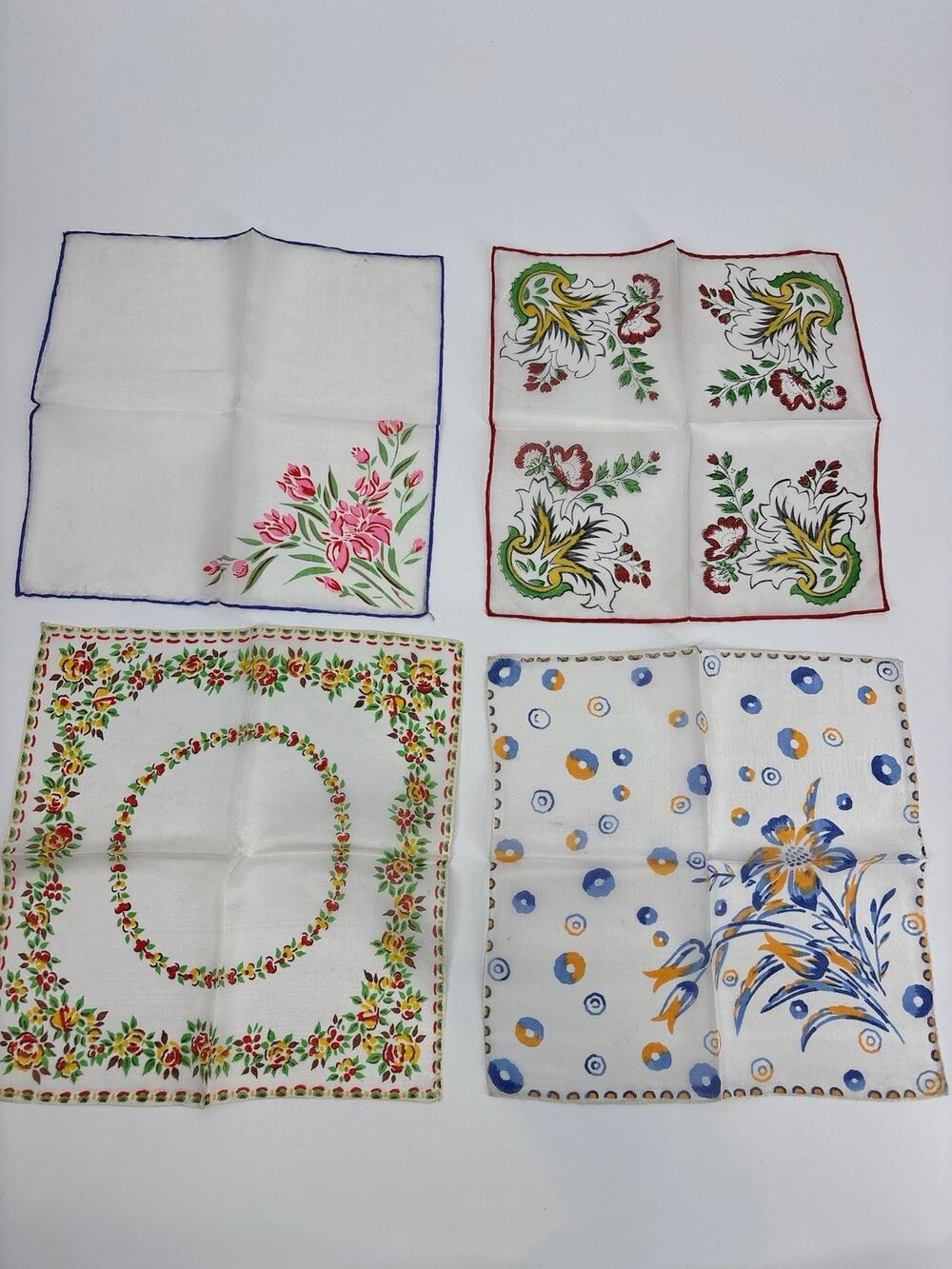 Vtg Scarf Bandana Lot 3 Pcs Mixed Prints Pure Cotton Silk Handkerchief Bundle